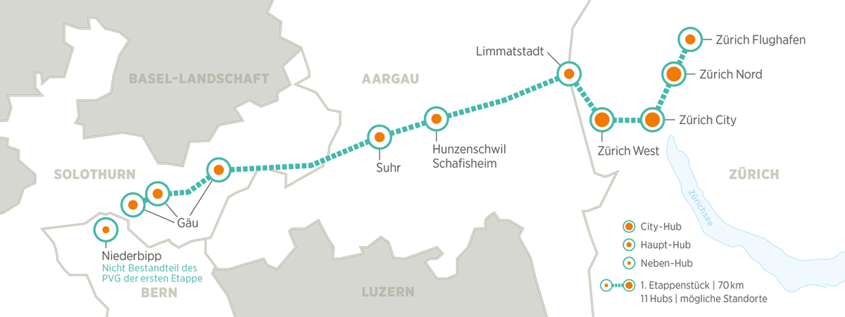 Verlauf der ersten Teilstrecke von CST, die 2031 in Betrieb geht